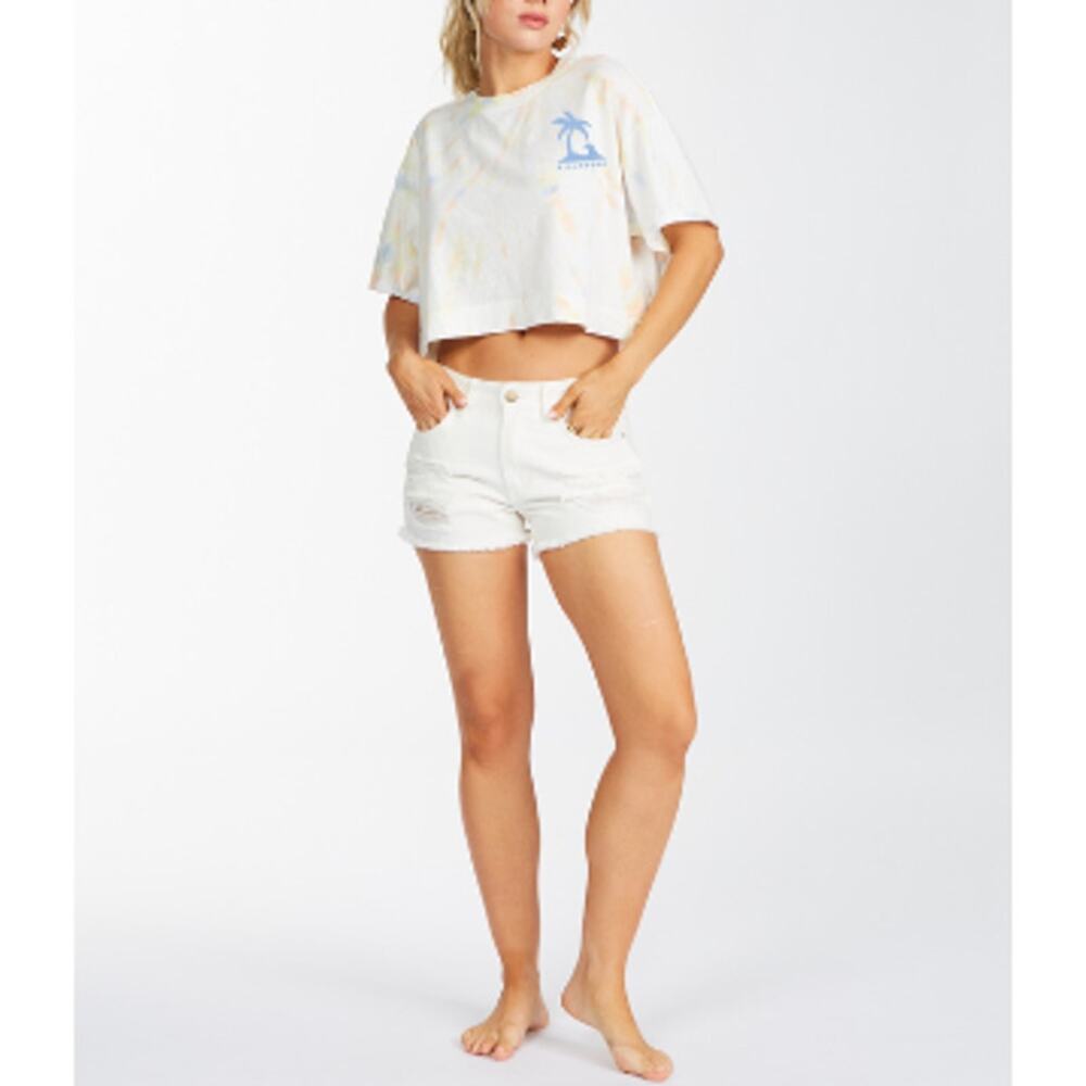 New ~ BILLABONG ~ White Cotton BOXY Short Sleeve T-Shirt Size XS - Picture 1 of 10